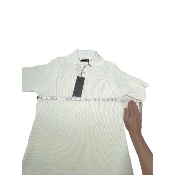 ANDREADAMO Womans Fish Net Polo Knit Sz S Ivory NWT - Picture 6 of 7